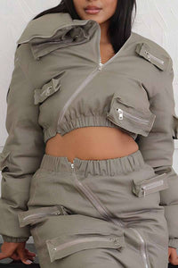 Asymmetrical zipper with cropped jacket