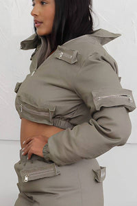 casual zipper puffer jacket