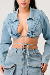 Denim Desire Crop Jacket - ATHINA