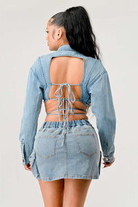 Denim Desire Crop Jacket - ATHINA