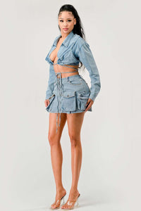 Denim Desire Crop Jacket - ATHINA