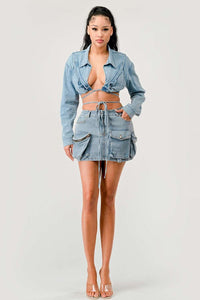 Denim Desire Crop Jacket - ATHINA