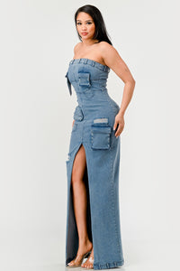 Urban Chic Denim Gown | ESTIMATED SHIPPING DATE (04/19/2024) - ATHINA