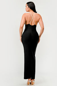 Obsidian Blossom Halter Gown - ATHINA