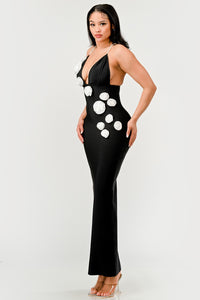 Obsidian Blossom Halter Gown - ATHINA