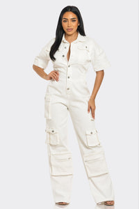 Retro Denim Cargo Jumpsuit | ESTIMATED SHIPPING DATE (05/30/2024) - ATHINA