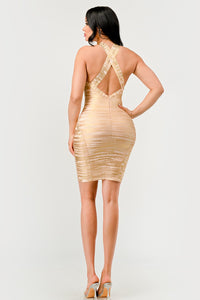 Gold Glamour Bandage  Dress | ESTIMATED SHIPPING DATE (04/30/2024) - ATHINA