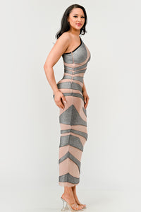 Metallic Bandage Mesh Insert Dress| ESTIMATED SHIPPING DATE (04/30/2024) - ATHINA