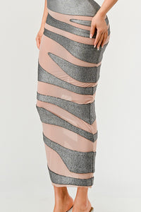 Metallic Bandage Mesh Insert Dress| ESTIMATED SHIPPING DATE (04/30/2024) - ATHINA