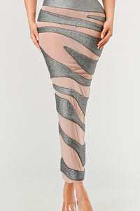 Metallic Bandage Mesh Insert Dress| ESTIMATED SHIPPING DATE (04/30/2024) - ATHINA