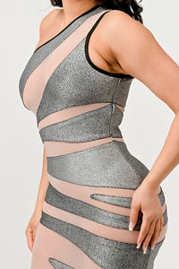 Metallic Bandage Mesh Insert Dress| ESTIMATED SHIPPING DATE (04/30/2024) - ATHINA