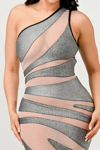 Metallic Bandage Mesh Insert Dress| ESTIMATED SHIPPING DATE (04/30/2024) - ATHINA