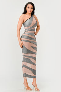 Metallic Bandage Mesh Insert Dress| ESTIMATED SHIPPING DATE (04/30/2024) - ATHINA