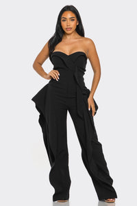 Strapless Ruffle-Detail Bustier Jumpsuit | ESTIMATED SHIPPING DATE (04/15/2024) - ATHINA