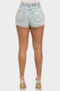 Rebel Spirit Distressed Denim Shorts | ESTIMATED SHIPPING DATE (05/31/2024) - ATHINA