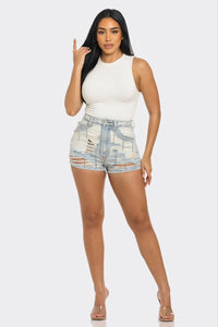 Rebel Spirit Distressed Denim Shorts | ESTIMATED SHIPPING DATE (05/31/2024) - ATHINA