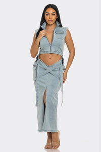 Modern Edge Denim Co-ord Dress | ESTIMATED SHIPPING DATE (05/15/2024) - ATHINA