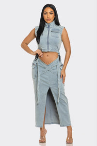 Modern Edge Denim Co-ord Dress | ESTIMATED SHIPPING DATE (05/15/2024) - ATHINA