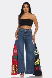 Patched Wide Leg Jeans | ESTIMATED SHIPPING DATE (09/30/2024)