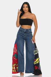 Patched Wide Leg Jeans | ESTIMATED SHIPPING DATE (09/30/2024)