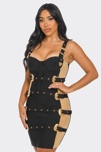 Gilded Buckle Bodycon Dress | ESTIMATED SHIPPING DATE (09/30/2024)