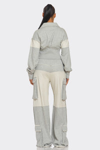 Asymmetrical Heather Grey Zip-Up Tracksuit