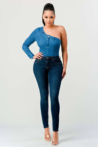 One should denim body suit